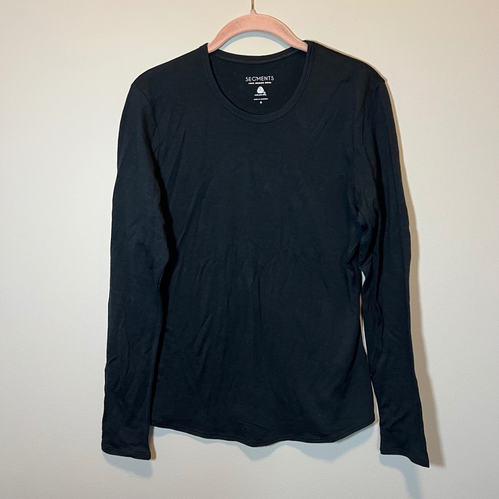 Segments Women's Black 100% Merino Wool Long Sleeve Crew Neck Top NWT Small